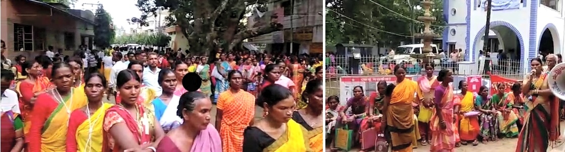 সংগ্রামী আদিবাসীদের জনস্রোত তিন ঘণ্টার অবরোধ শেষে বিডিও নিলেন ডেপুটশন