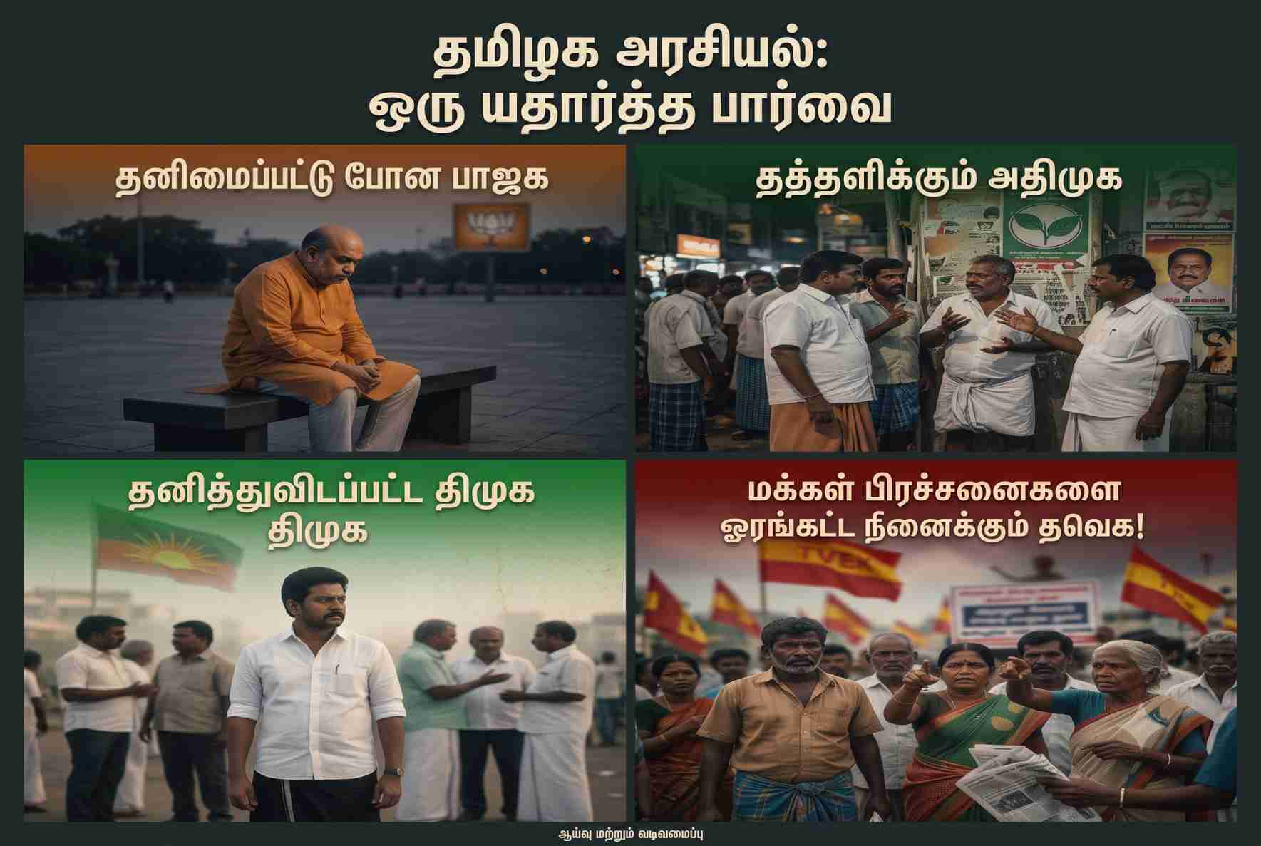 தனிமைப்பட்டு போன பாஜக, தத்தளிக்கும் அதிமுக; தனித்துவிடப்பட்ட திமுக, மக்கள் பிரச்சனைகளை ஓரங்கட்ட நினைக்கும் தவெக!